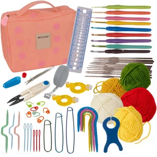Zestaw do szydełkowania, szydełka 0,6-6,0, akcesoria wszystko w etui 58el XXL, również do nauki i na prezent RUHHY! - Pasmanteria - miniaturka - grafika 1