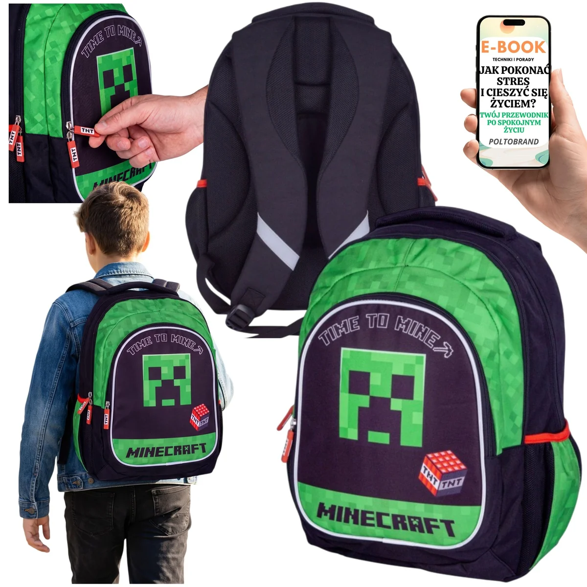 Astra Plecak Minecraft Trzykomorowy Szkolny Młodzieżowy + E-BOOK-1
