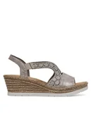 Sandały damskie - Rieker Sandały 61916-91 Srebrny - miniaturka - grafika 1