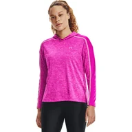 Bluzy sportowe damskie - Damska bluza treningowa UNDER ARMOUR Tech Twist Graphic Hoodie - różowa - miniaturka - grafika 1