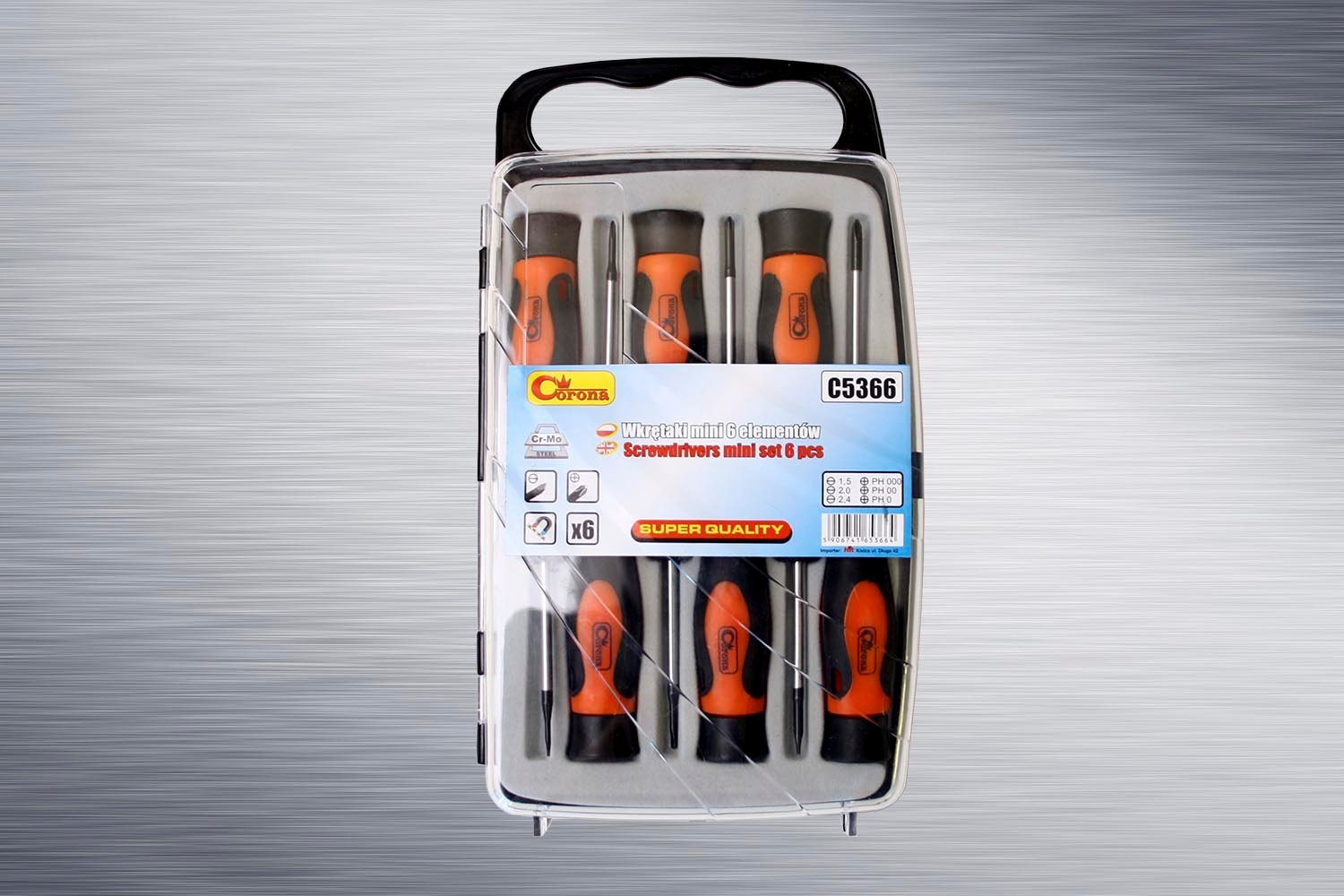 Corona Mini wkrętak 6 elementów płaskie i krzyżowe - C5366
