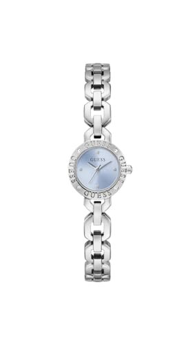 Guess Siren GW1019L1 damski kwarcowy zegarek analogowy ze stali nierdzewnej 23 mm silikonowy pasek srebrny 3 bary niebieska tarcza