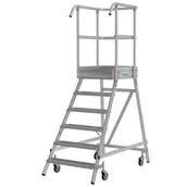 Rusztowania - KRAUSE Podest jezdny 6 stopniowy z jednostronnym wejściem, stopniami z kraty o klasie poślizgu R13 821409 - miniaturka - grafika 1