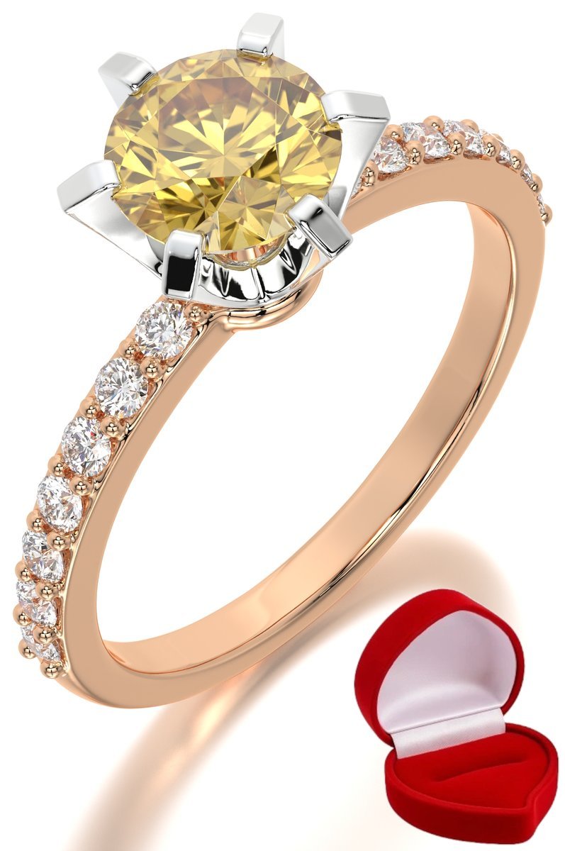 ZŁOTY PIERŚCIONEK ZARĘCZYNOWY 585 14k SZAFIR 1 ct RÓŻOWE ZŁOTO R17