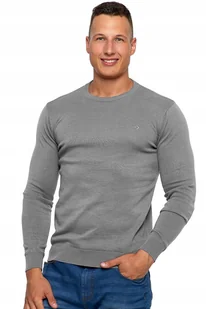 SWETER MĘSKI Klasyczny Elegancki Bawełniany Okrągły Dekolt Szary MORAJ L - Swetry męskie - miniaturka - grafika 1