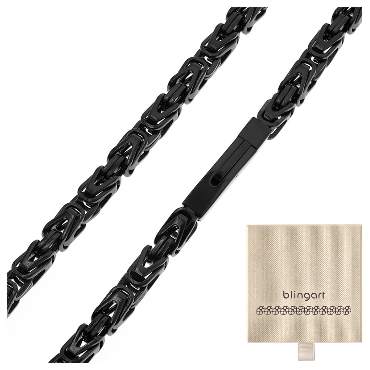 Łańcuszek MĘSKI splot KRÓLEWSKI czarny STAL 316L