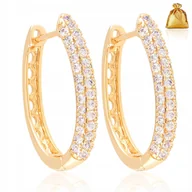 Kolczyki - PIĘKNE ZŁOTE KOLCZYKI DAMSKIE Z CYRKONIAMI 18K STAL CHIRURGICZNA ANGIELSKIE - miniaturka - grafika 1