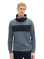 Bluzy męskie - TOM TAILOR Męska bluza Colorblock 32437-dusty Dark Teal Spacedye, L, 32437-dusty Dark Teal Spacedye, L - miniaturka - grafika 1