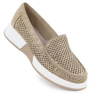 Półbuty damskie - Półbuty damskie ażurowe na platformie złote Sergio Leone 094H złoty - miniaturka - grafika 1