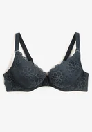 Biustonosze - Ciemnozielony Biustonosz Push-Up z Koronkowego Materiału Chrisianna - miniaturka - grafika 1