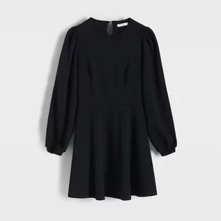 Sukienki - Reserved - Sukienka mini z bufiastymi rękawami - Czarny - grafika 1