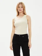 Koszulki i topy damskie - Calvin Klein Top K20K207190 Beżowy Slim Fit - miniaturka - grafika 1