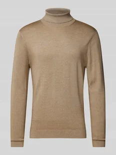 Sweter z dzianiny o kroju slim fit z golfem - Swetry męskie - miniaturka - grafika 1