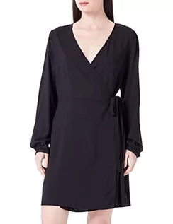 Sukienki - ONLY Women's Onlnova Life L/S TIA WRAP Dress SOL. PTM sukienka, czarna, XL, czarny, XL - grafika 1