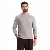 Koszulki męskie - Longsleeve męski o strukturze wafla szary Ombre V1 OM-LSCL-0109 r. S - miniaturka - grafika 1