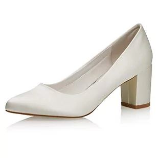 Rainbow Club Buty ślubne Debora - damskie, czółenka, satyna w kolorze kości słoniowej - rozmiar 41 (8 UK) - Czółenka - miniaturka - grafika 1