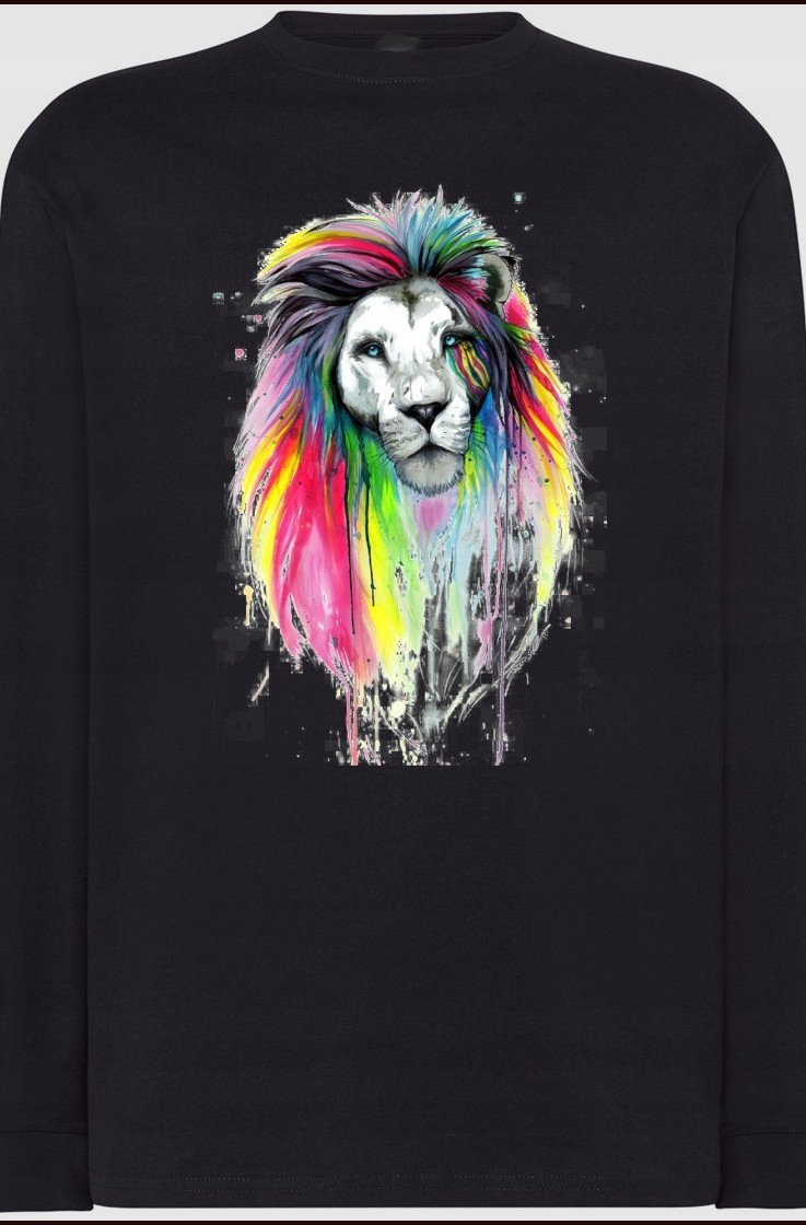 Longsleeve męski nadruk Kolorowy LewModny Rozm.5XL