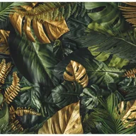 Fototapety - Fototapeta Liście Monstera Złoty Zielony 150x105 cm Tapeta Do Sypialni Salonu Kuchni Na Flizelinie - miniaturka - grafika 1