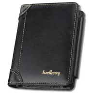 Portfele - Portfel Męski skórzany na suwak czarny zatrzask pionowy ochrona kart modny - miniaturka - grafika 1