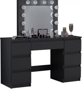 TOALETKA kosmetyczna CZARNA z lustrem 12 LED wizaż BETI7 - Toaletki - miniaturka - grafika 1