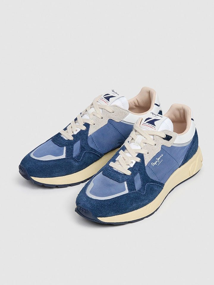 Pepe Jeans FOOTWEAR Skórzane sneakersy w kolorze niebieskim