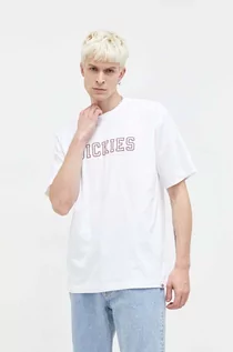 Koszulki męskie - Dickies t-shirt bawełniany męski kolor biały z nadrukiem - grafika 1