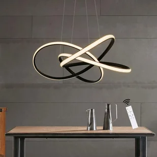 ZMH LED lampa wisząca do salonu czarna lampa wisząca regulowana wysokość Ø62cm 68W pierścienie żyrandol lampa sufitowa ściemnialna z pilotem - Lampy sufitowe - miniaturka - grafika 1