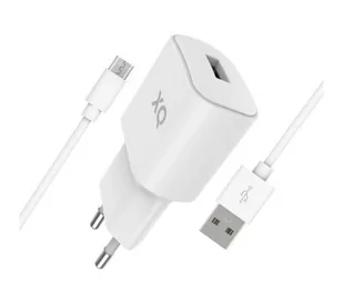 Xqisit USB A 2,4 A + kabel microUSB 1m (biały) - Ładowarki do telefonów - miniaturka - grafika 1