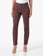 Spodnie damskie - EDITION Damskie spodnie rekreacyjne, czerwony/pomarańczowy/czarny ze wzorem, 46 - miniaturka - grafika 1