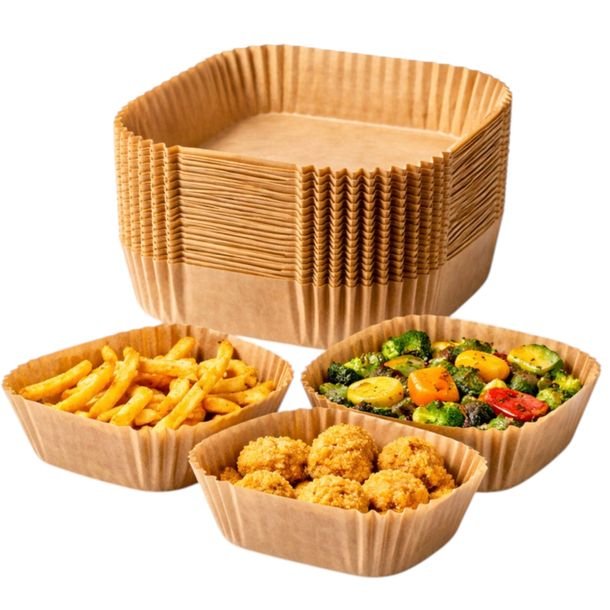 Wkład air fryer papierowy kwadratowy 100 szt 20x20 cm frytkownica pieczenie