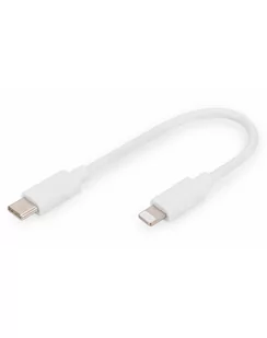 Digitus Kabel do transmisji danych/ładowania USB C/Lightning MFI 0,10m Biały - Kable USB - miniaturka - grafika 1