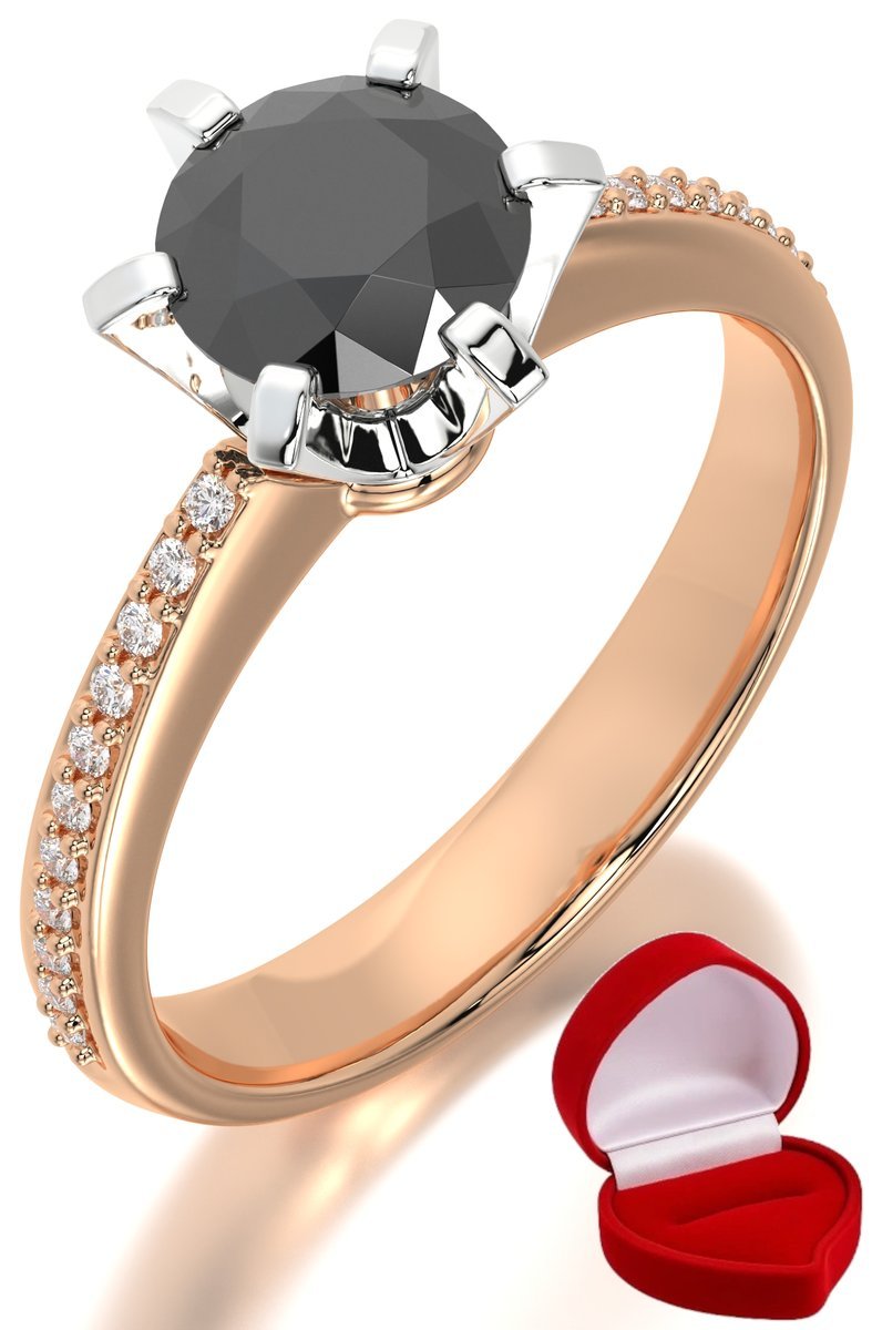 ZŁOTY PIERŚCIONEK ZARĘCZYNOWY 585 14k BRYLANT CZ. 1 ct RÓŻOWE ZŁOTO R31