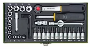 Proxxon Industrial Klucze nasadowe z grzechotką Industrial 23080 1/4"" 6 3 mm) stal chromowo-wanadowa 36 szt - Klucze i nasadki - miniaturka - grafika 1