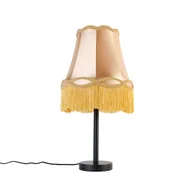 Lampy stojące - QAZQA Klasyczna lampa stołowa czarna z abażurem granny gold 30 cm - Simplo - miniaturka - grafika 1