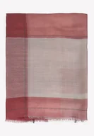 Apaszki i szaliki damskie - Delikatny elegancki kaszmirowy szal damski w kratę biało-różową - miniaturka - grafika 1