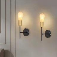 Lampy ścienne - NETTLIFE Vintage kinkiet wewnętrzny E27 Industrial 1 żarówka Czarny Retro Metal 2 sztuki - miniaturka - grafika 1