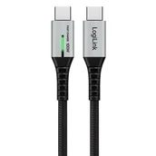 Kable USB - LogiLink USB-C 20 Gb/s, 100W 0.3m w oplocie czarny - miniaturka - grafika 1