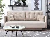 Sofy i kanapy - Pikowana Kanapa Z Weluru Molly Beżowa Rozkładana Do Pokoju Dziennego - miniaturka - grafika 1