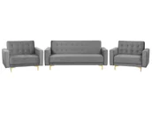 Komplety wypoczynkowe - Beliani Zestaw wypoczynkowy 5-osobowy welurowy szary ABERDEEN - miniaturka - grafika 1