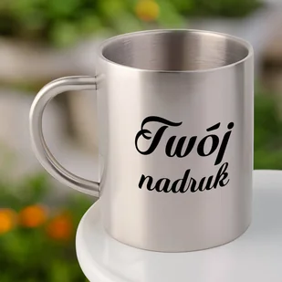 Srebrny kubek ze stali nierdzewnej z Twoim nadrukiem - 450 ml - Kubki - miniaturka - grafika 1
