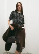 Spódnice - MANGO - Spódnica satynowa z koronką brązowy - XL - Kobieta - miniaturka - grafika 1