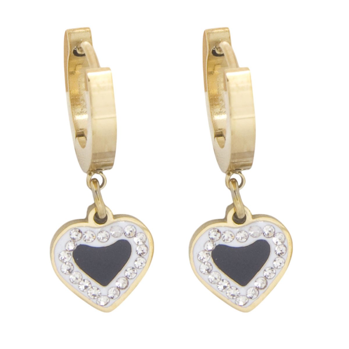 Kolczyki wiszące serca z cyrkoniami stal chirurgiczna