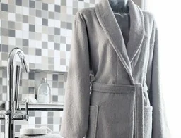 Blanc Des Vosges Szlafrok bawełniany UNI Szary - Szlafroki damskie - miniaturka - grafika 1