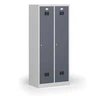 Szafki biurowe - Szafka ubraniowa metalowa z przegrodą, 1850 x 800 x 500 mm, zamek cylindryczny, drzwi ciemnoszare - miniaturka - grafika 1