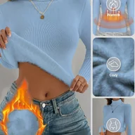 Swetry damskie - TEMU Damski zimowy top z wysokim kołnierzem do warstwowania – jednokolorowa bielizna na cały sezon pod sukienki, bluzki i kurtki – elegancki, - miniaturka - grafika 1