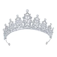 Ozdoby do włosów - Tiara Srebrna z Cyrkoniami na bal, studniówkę, diadem ślubny glamour - miniaturka - grafika 1