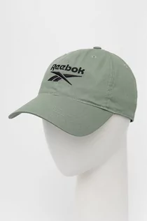Czapki damskie - Reebok czapka bawełniana kolor zielony z aplikacją - grafika 1