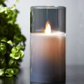 Świece - Świeca Led woskowa szklana M-TWINKLE czarna 15cm ruchomy płomyk - miniaturka - grafika 1