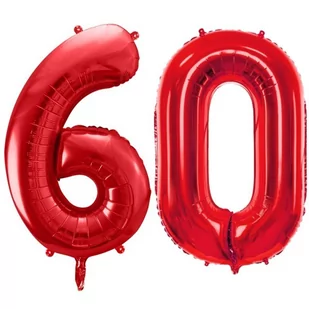 Duże Balony Urodzinowe Czerwone Cyfry 60 Na Hel Powietrze Dekoracja Ozdoba Prezent Upominek - Balony i akcesoria - miniaturka - grafika 1