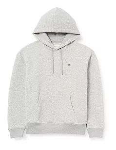 GANT Damska bluza z kapturem REL Shield, jasnoszary melanż, standardowa, jasnoszary melanżowy - Bluzy damskie - miniaturka - grafika 1